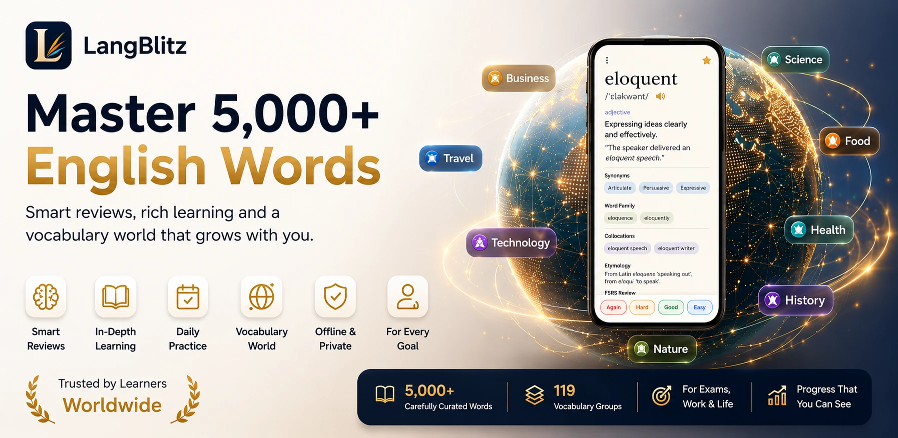 LangBlitz: master English vocabulary with smart spaced-repetition learning